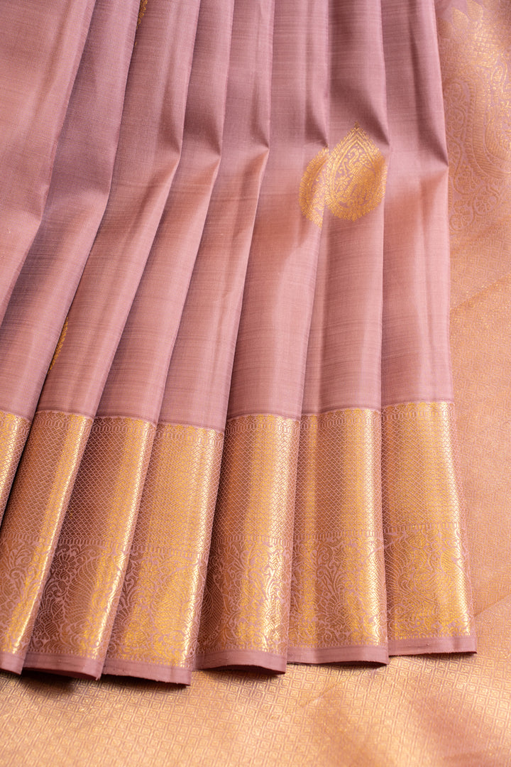Lilac pink pastel pure Kanchipuram silk saree