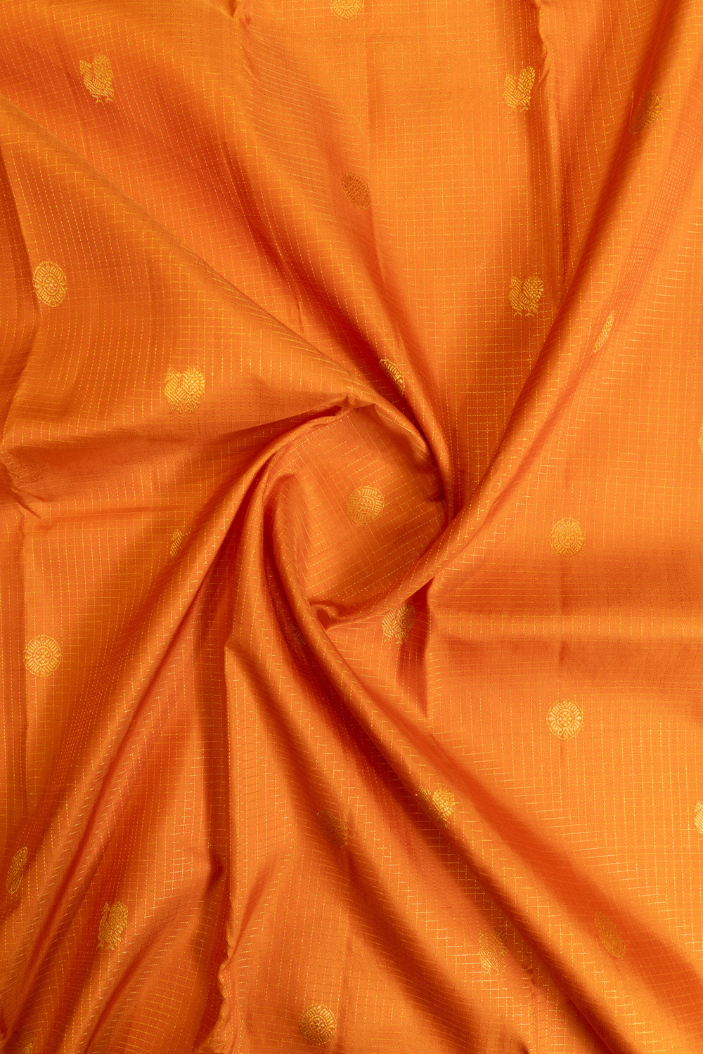 Orange vairaoosi checks and motifs pure Kanchipuram silk saree