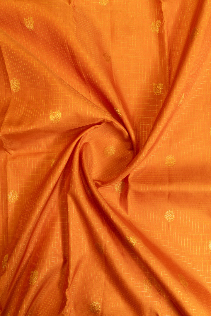 Orange vairaoosi checks and motifs pure Kanchipuram silk saree