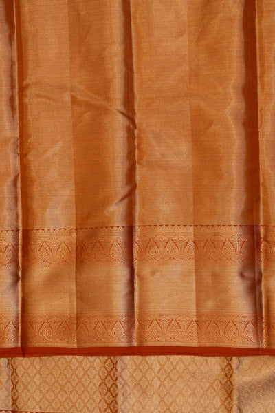 Goldish orange tissue pure Kanchipuram silk saree