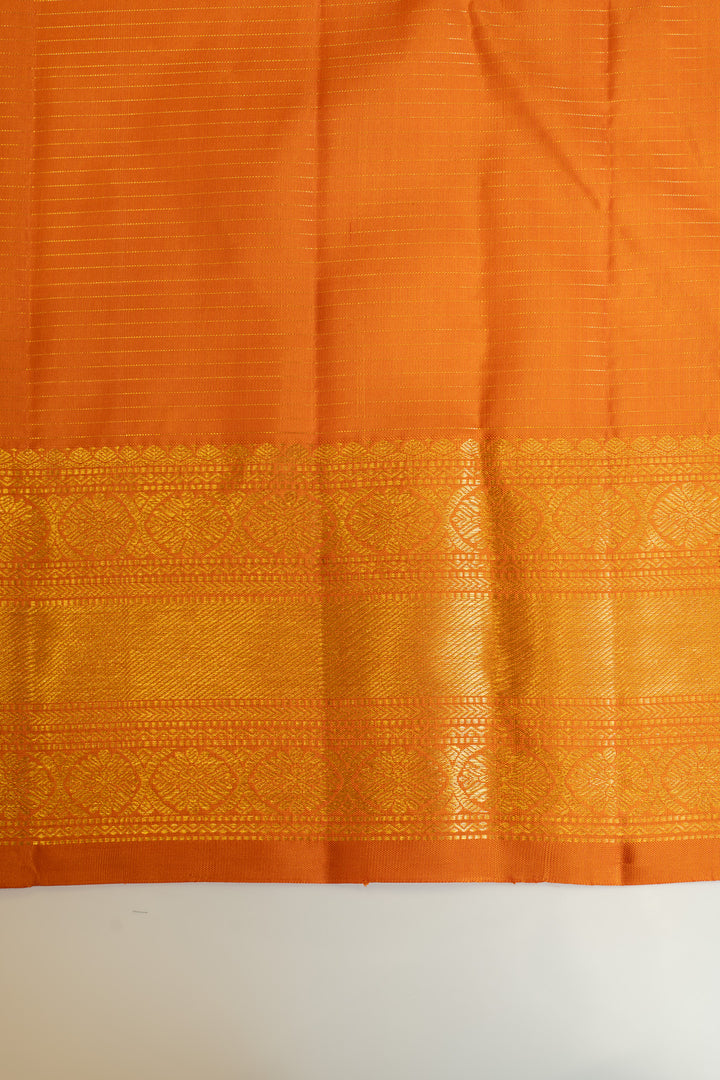 Orange vairaoosi checks and motifs pure Kanchipuram silk saree