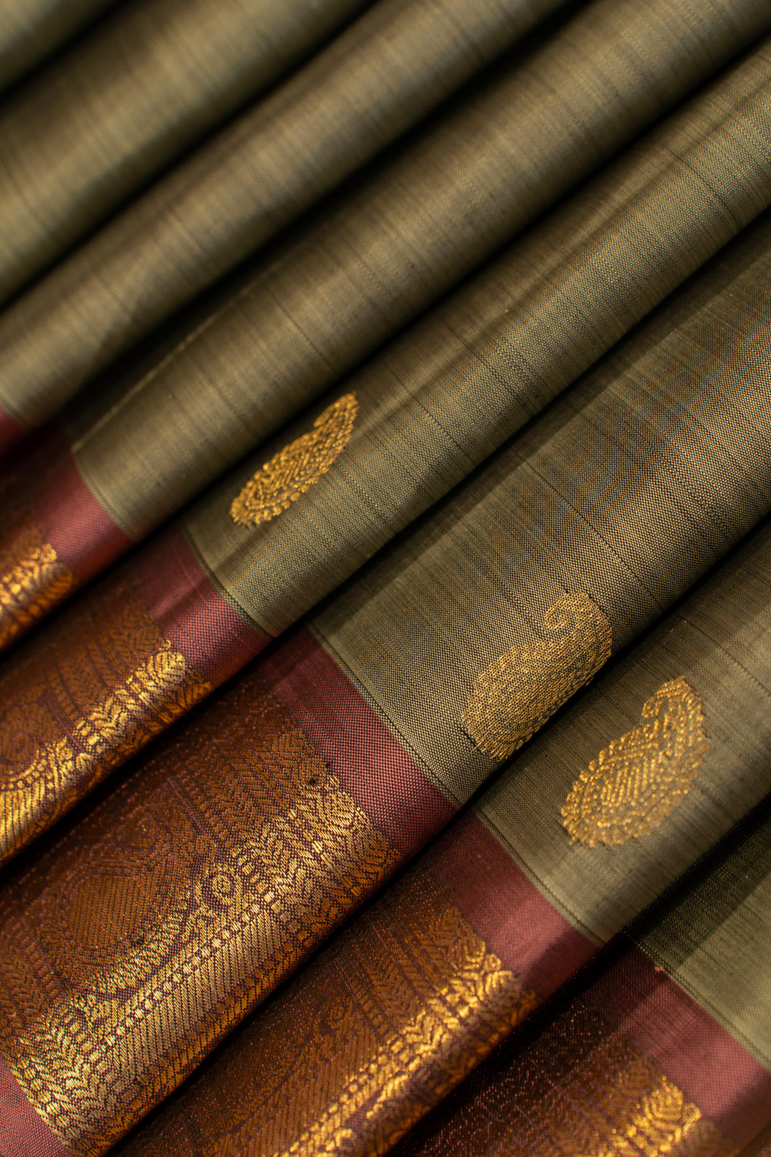 Lava grey and maroon traditional pure Kanchipuram silk saree