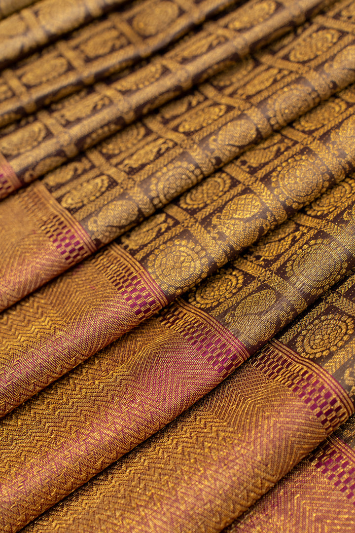 Matte purple brocade pure Kanchipuram silk saree