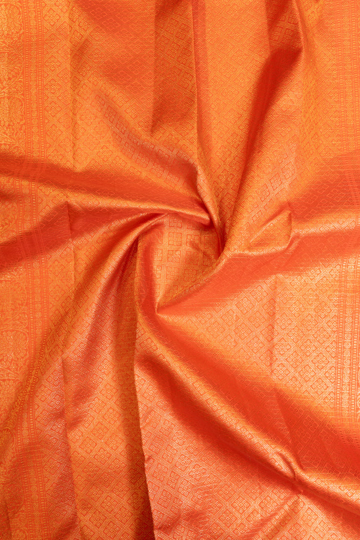 Orange Muthu zari brocade pure Kanchipuram silk saree