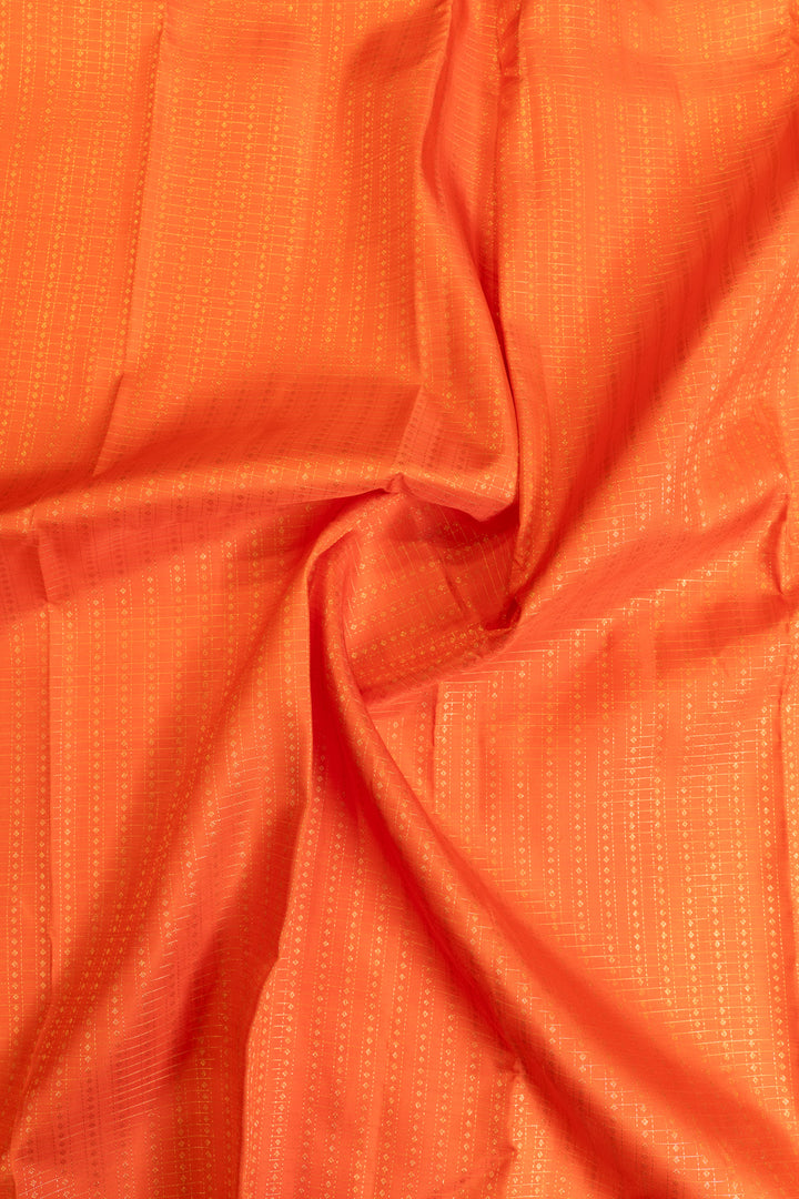 Orange Muthu zari brocade pure Kanchipuram silk saree