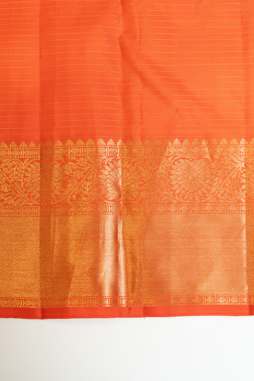 Orange Muthu zari brocade pure Kanchipuram silk saree