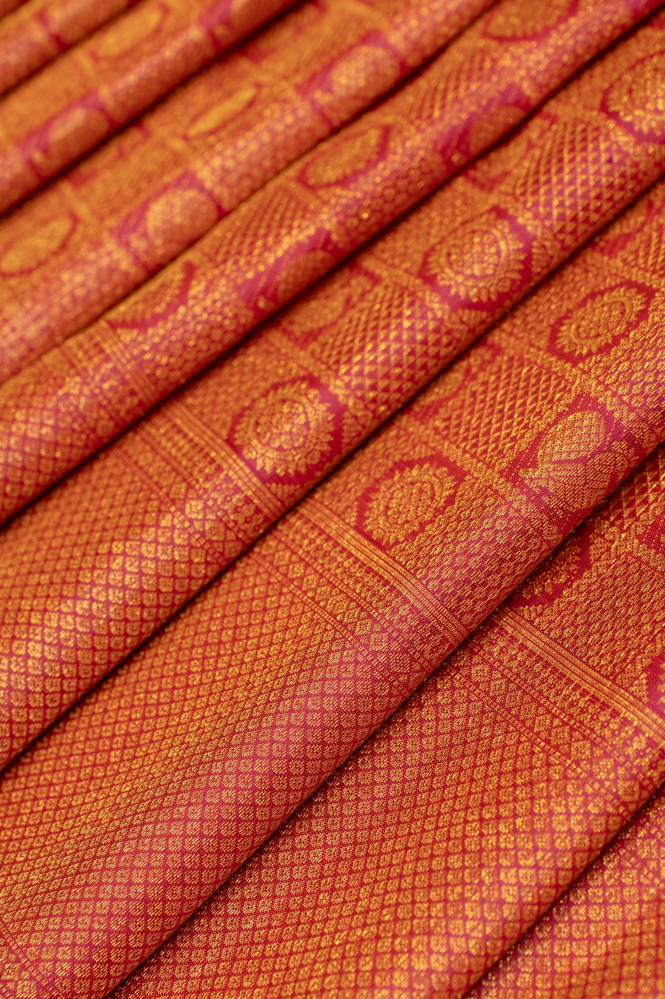 Magenta pink brocade pure Kanchipuram silk saree