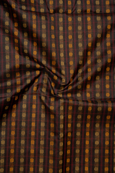 Black Thread Checks Pure Handloom Silk Cotton Saree - Clio Silks