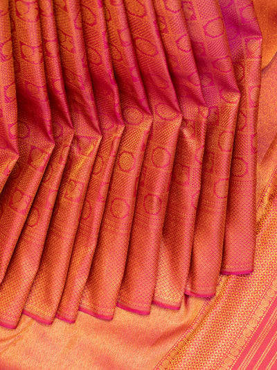 Magenta pink brocade pure Kanchipuram silk saree