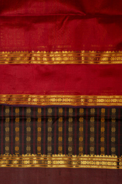 Black Thread Checks Pure Handloom Silk Cotton Saree - Clio Silks