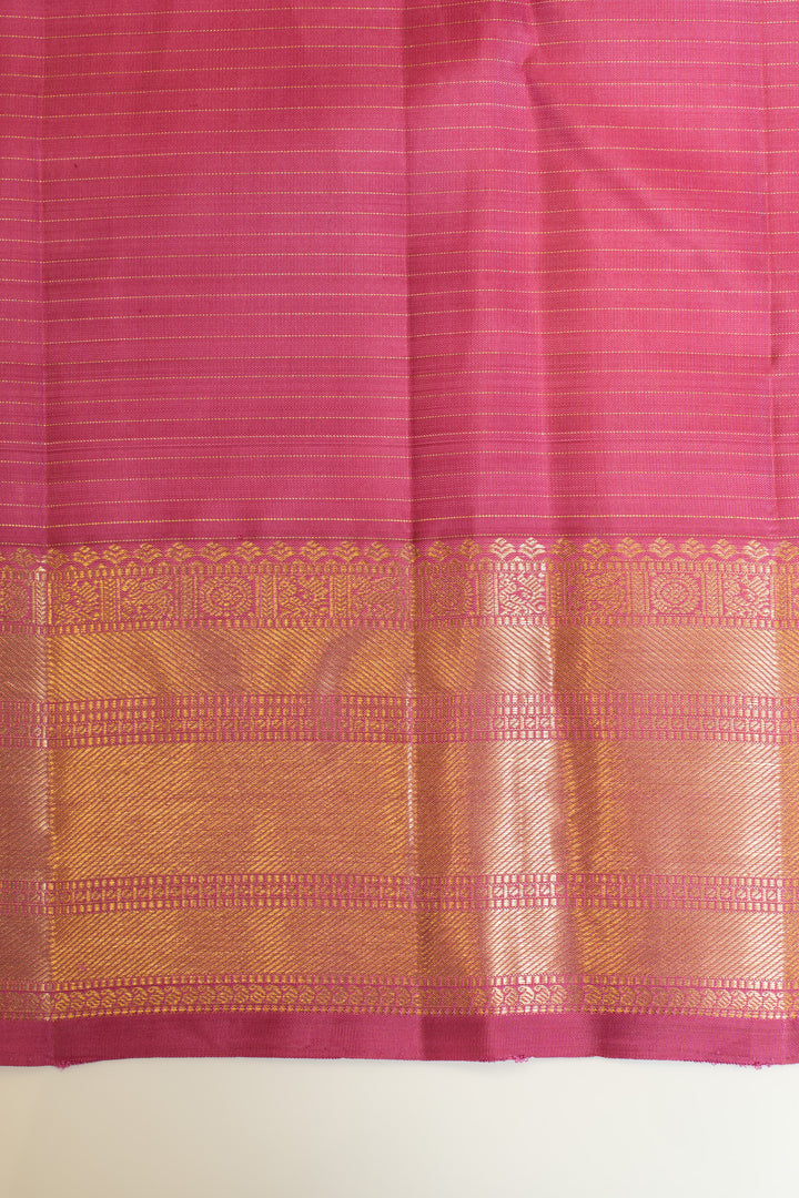 Lilac pink Muthu zari checks pure Kanchipuram silk saree