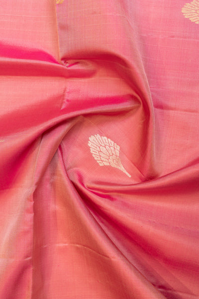 Lotus pink and peach pure soft silk saree