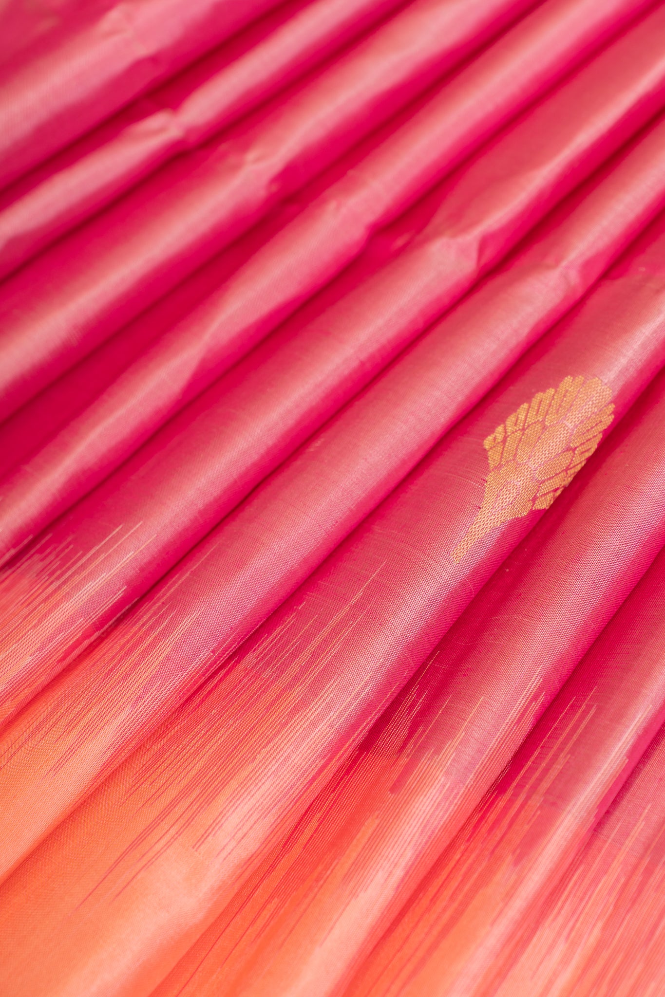 Lotus pink and peach pure soft silk saree