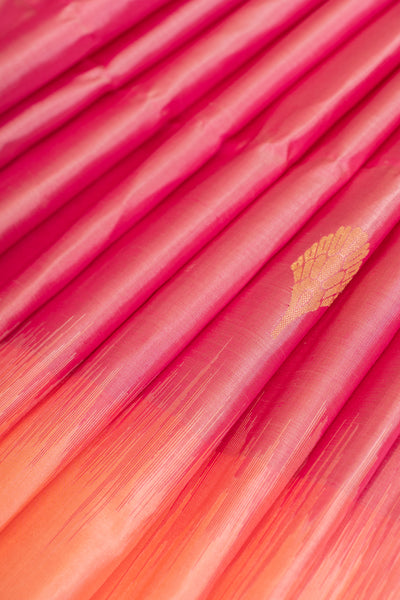 Lotus pink and peach pure soft silk saree