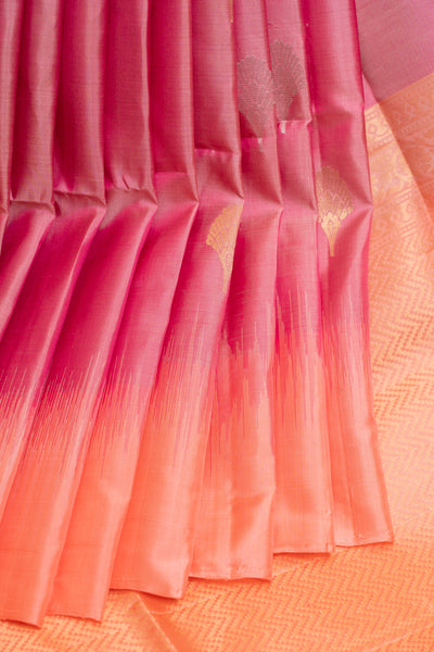 Lotus pink and peach pure soft silk saree