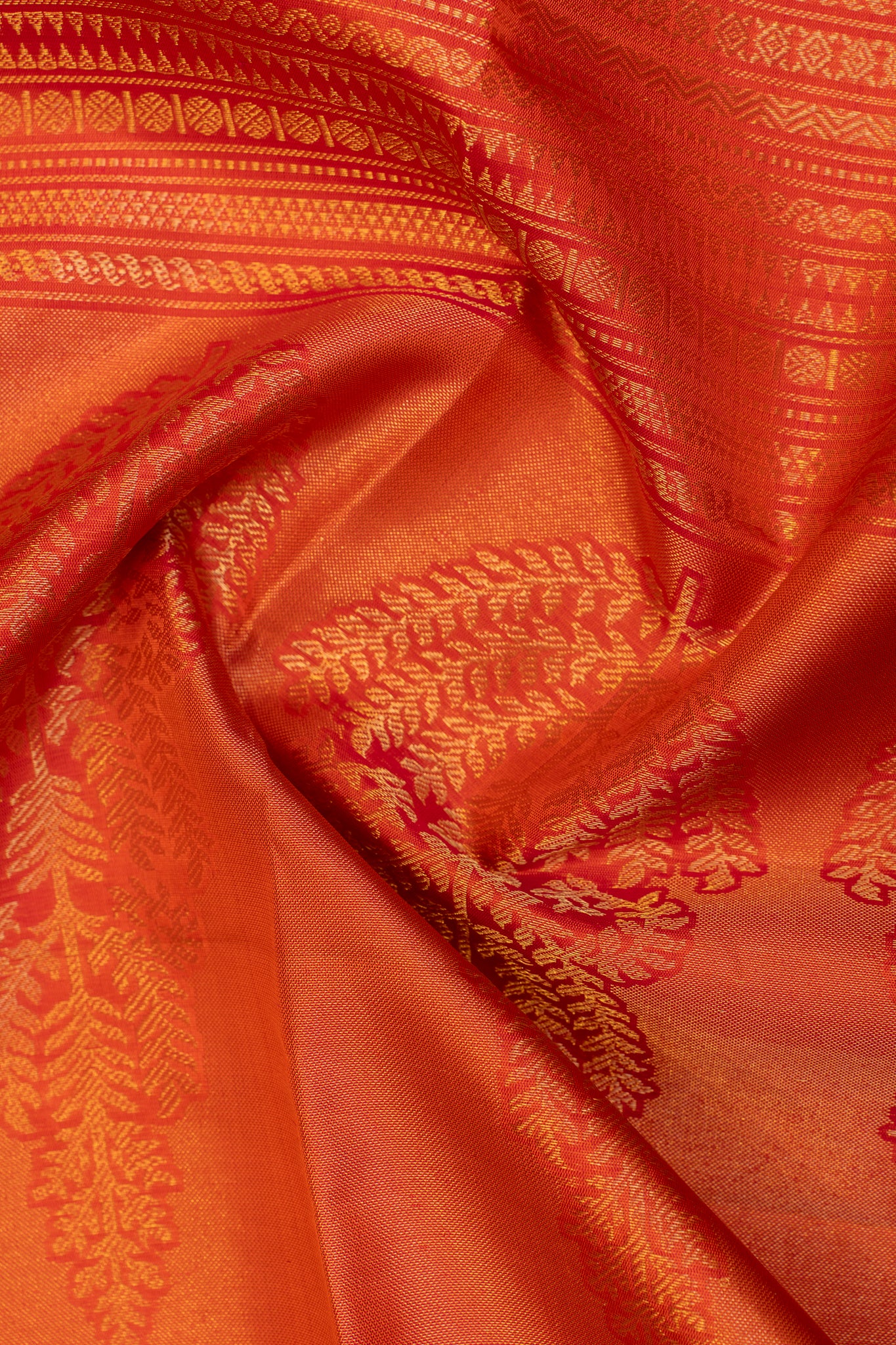 Khaki and peach stripes pure soft silk saree