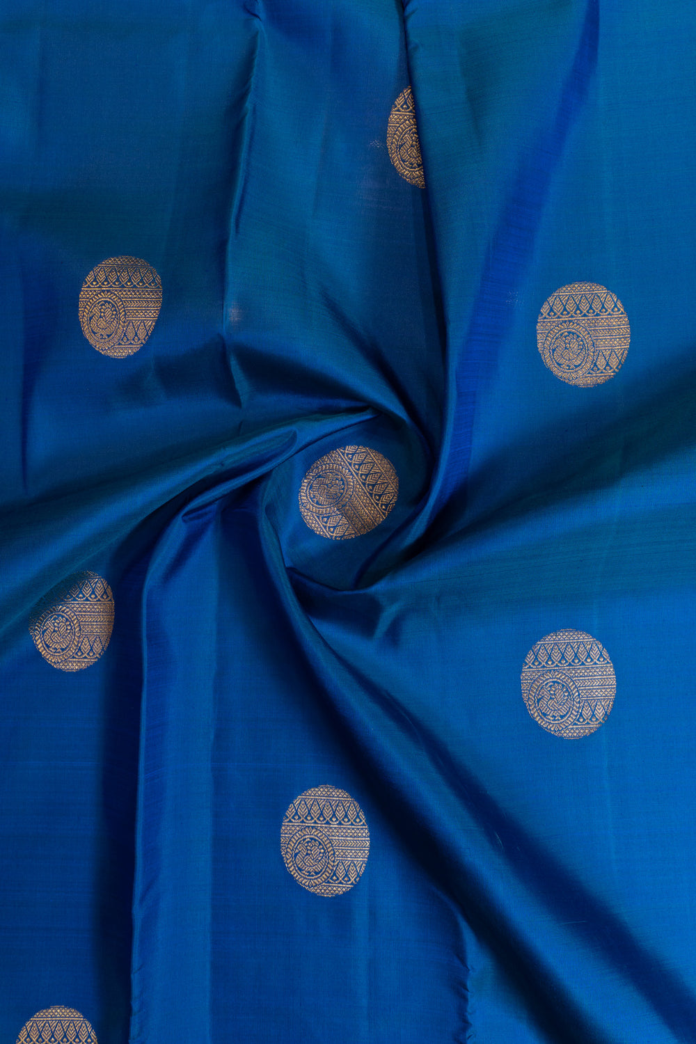 Peacock blue traditional pure Kanchipuram silk saree
