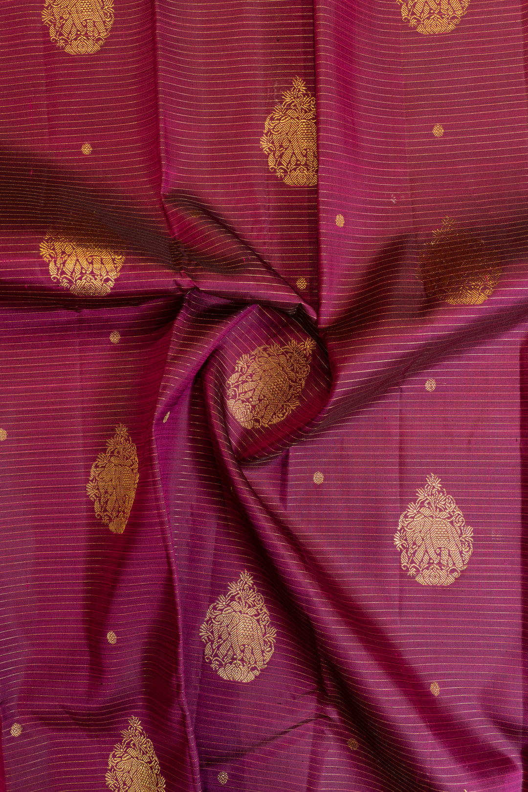 Vadamalli purple vairaoosi stripes pure Kanchipuram silk saree