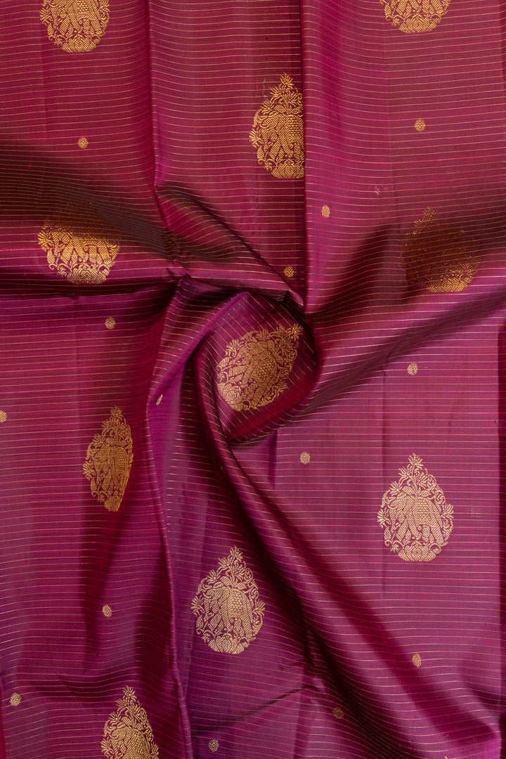 Vadamalli purple vairaoosi stripes pure Kanchipuram silk saree