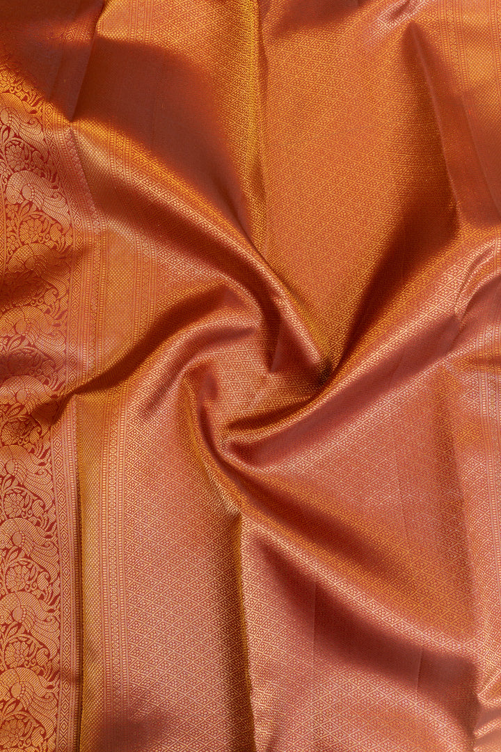 Maroon brocade pure Kanchipuram silk saree