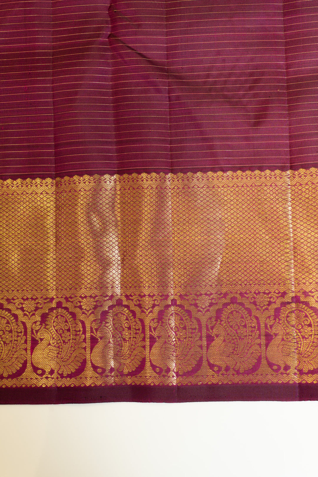Vadamalli purple vairaoosi stripes pure Kanchipuram silk saree