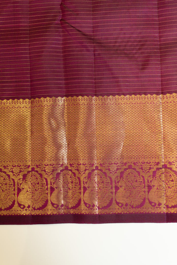 Vadamalli purple vairaoosi stripes pure Kanchipuram silk saree