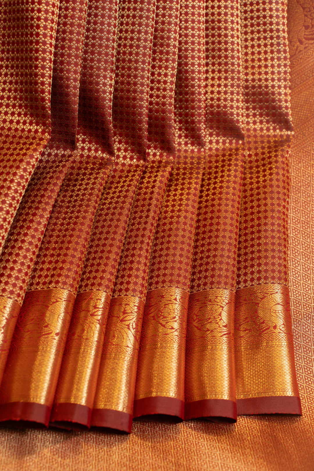 Maroon brocade pure Kanchipuram silk saree