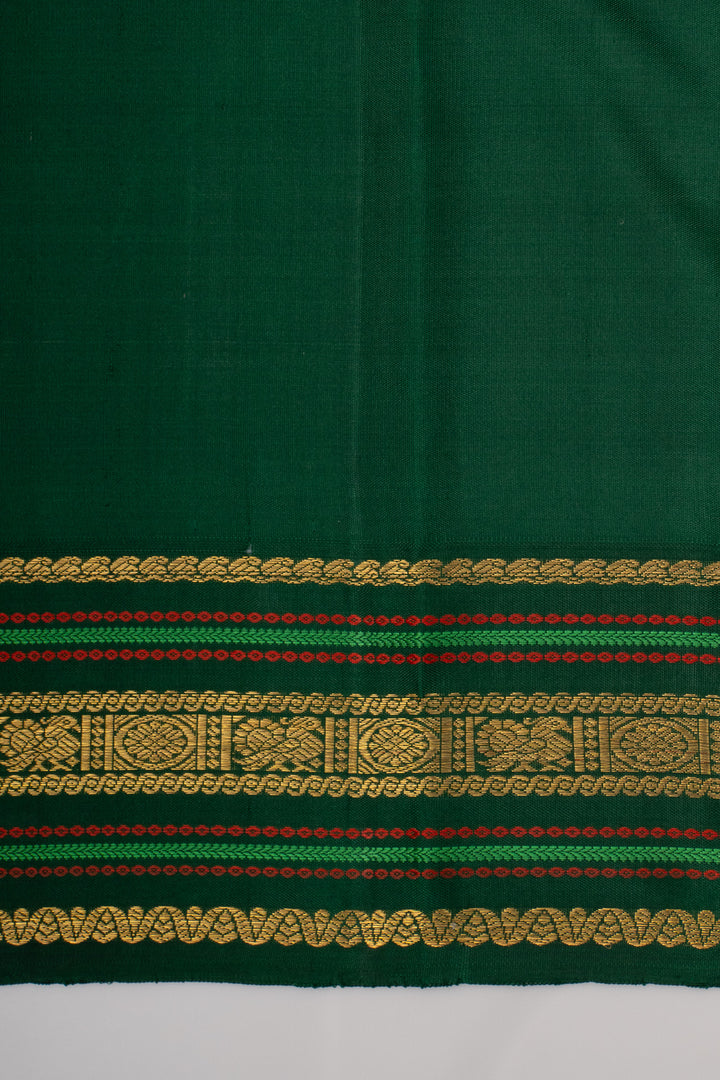 Rust Orange and Green Pure Kanchipuram Silk Saree