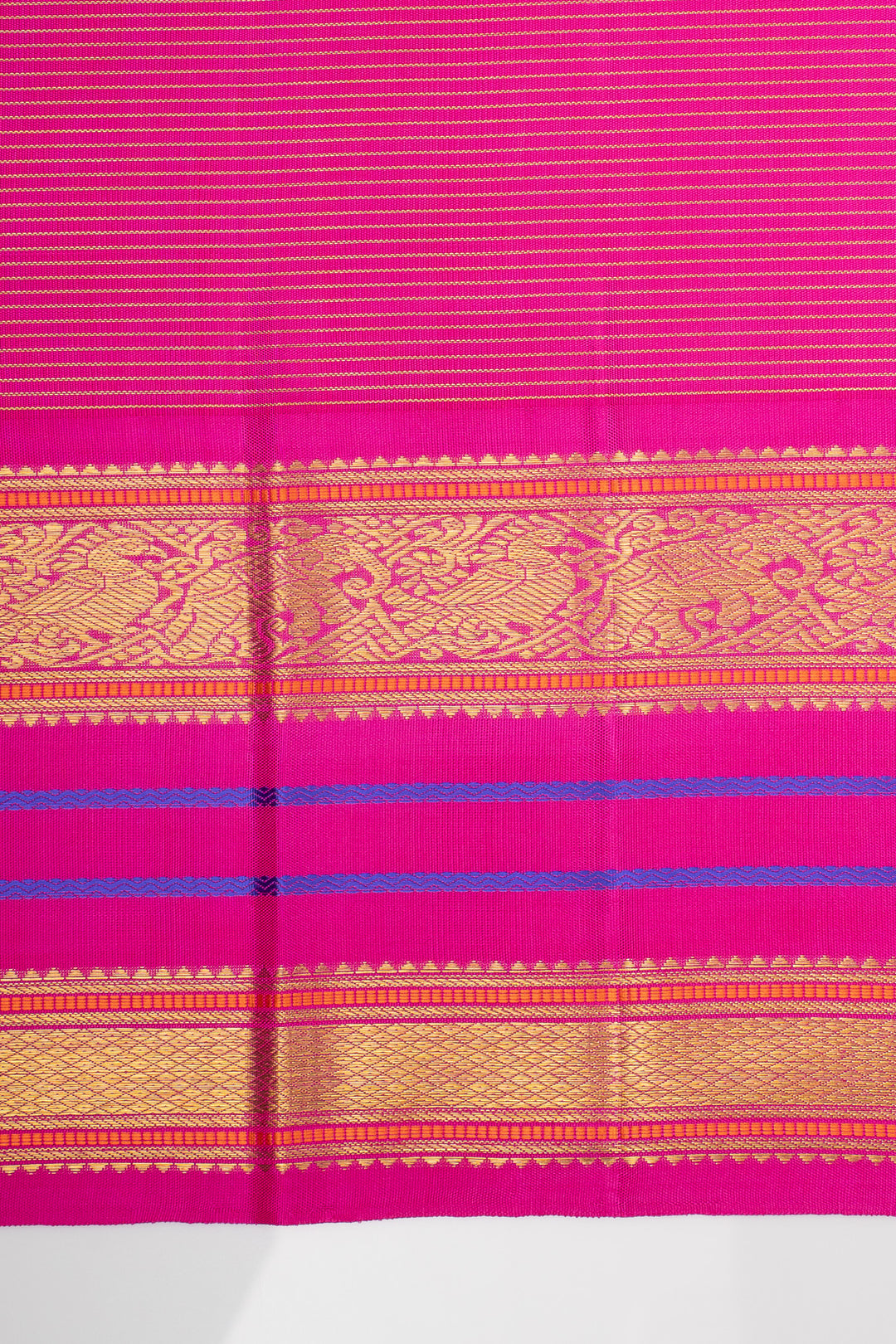 Peacock Blue and Magenta Vairaoosi Pure Kanchipuram Silk Saree