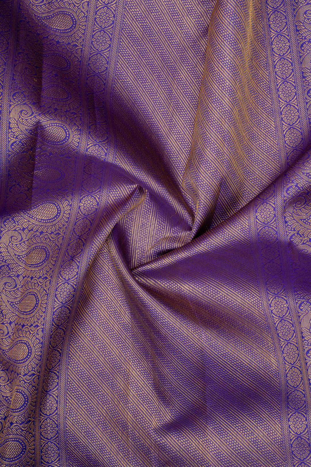 Coral Peach and Blue Traditional Pure Kanchipuram Silk Saree