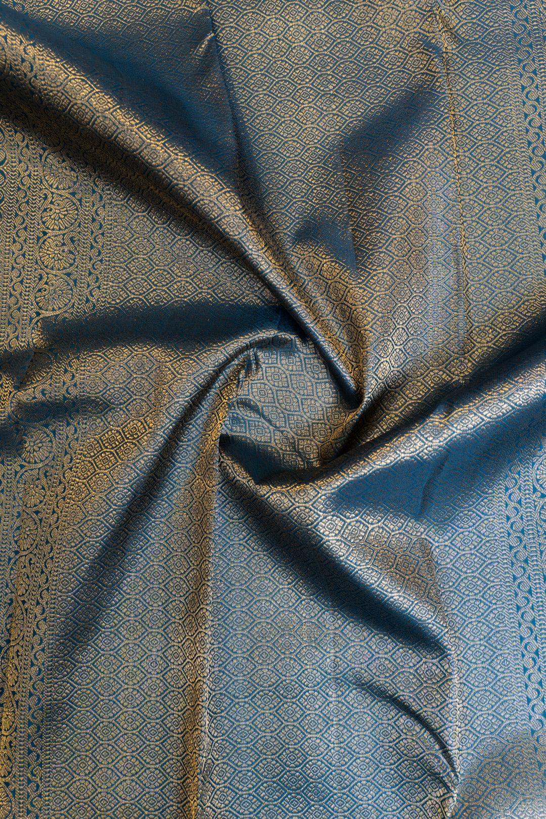 Peacock blue Muthu zari brocade pure Kanchipuram silk saree