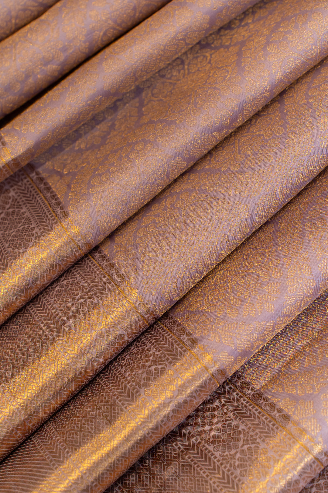 Lilac brocade pure Kanchipuram silk saree