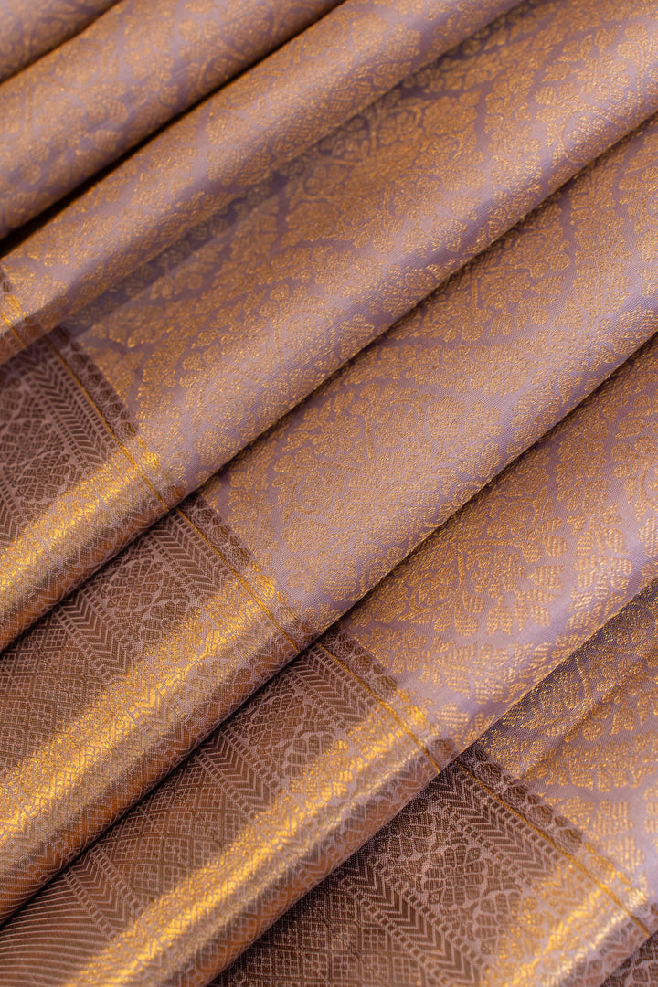 Lilac brocade pure Kanchipuram silk saree