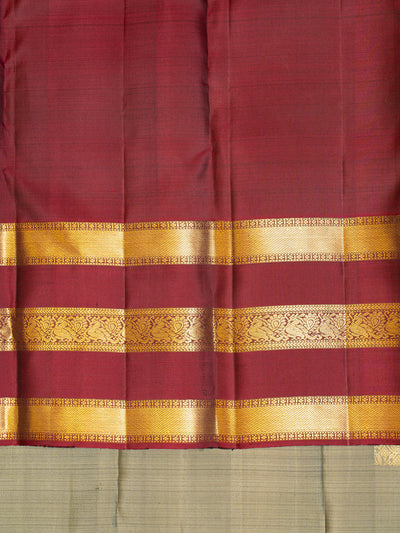 Steel Grey and Red Traditional Pure Kanjivaram Silk Saree