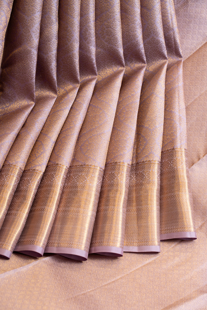 Lilac brocade pure Kanchipuram silk saree