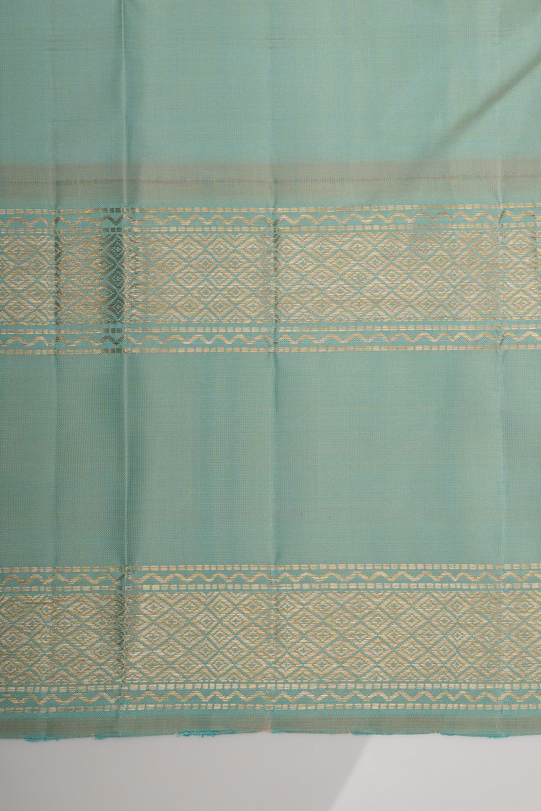 Mustard and Pastel Blue Zari Checks Pure Kanchipuram Silk Saree