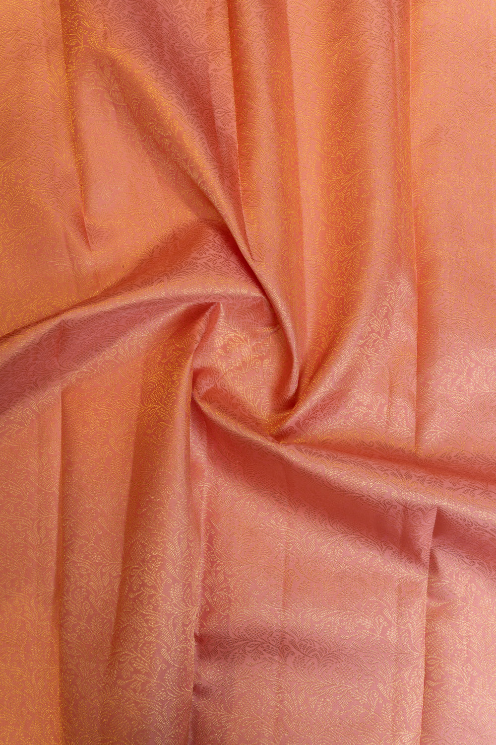Peach pink floral brocade pure Kanchipuram silk saree