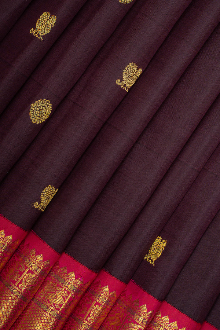 Mulberry Purple Traditional Pure Kanchipuram Silk Saree