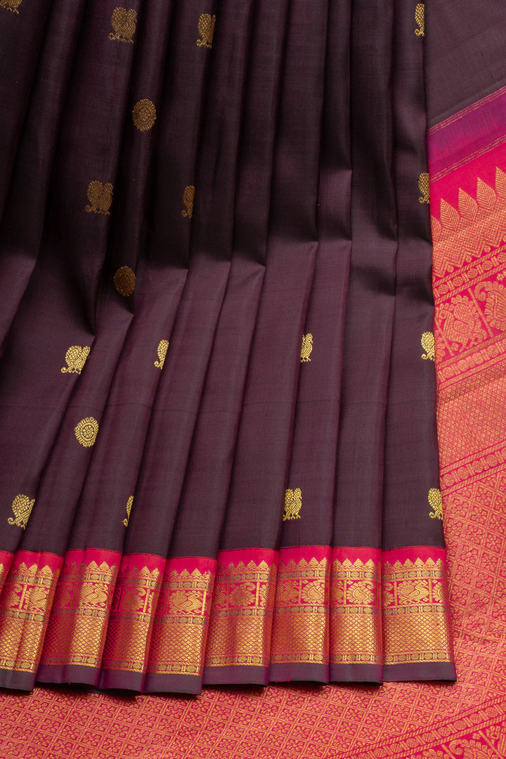 Mulberry Purple Traditional Pure Kanchipuram Silk Saree