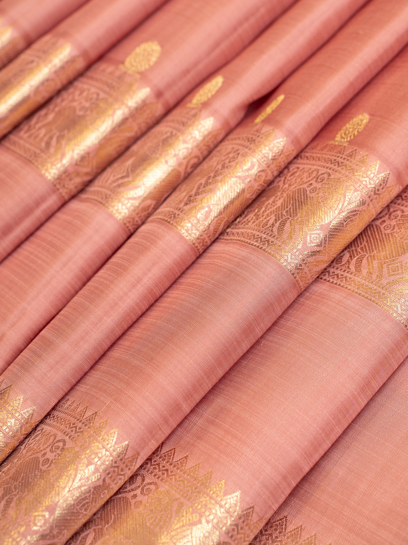 Rouge Pink Rettai Pettu Pure Pastel Kanchipuram Silk Saree