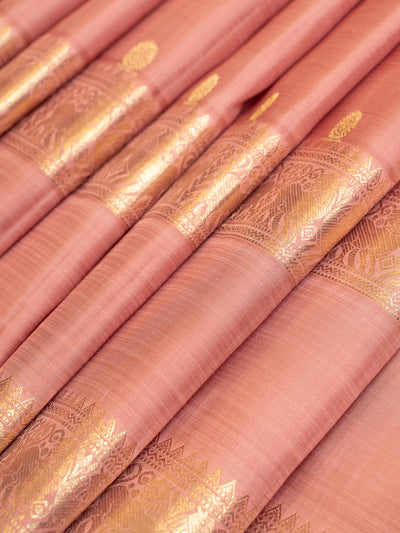 Rouge Pink Rettai Pettu Pure Pastel Kanchipuram Silk Saree