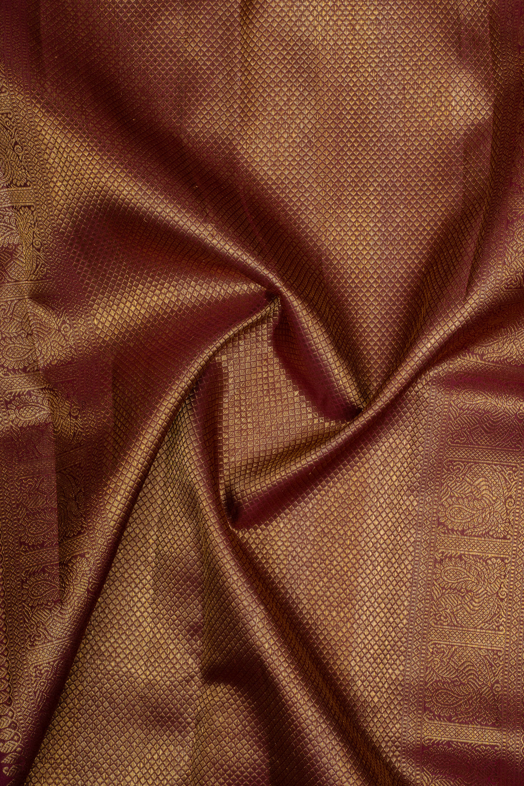 Bottle Green Zari Checks Pure Kanchipuram Silk Saree
