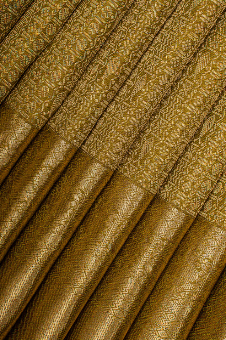 Mehandi Green Brocade Pure Kanchipuram Silk Saree