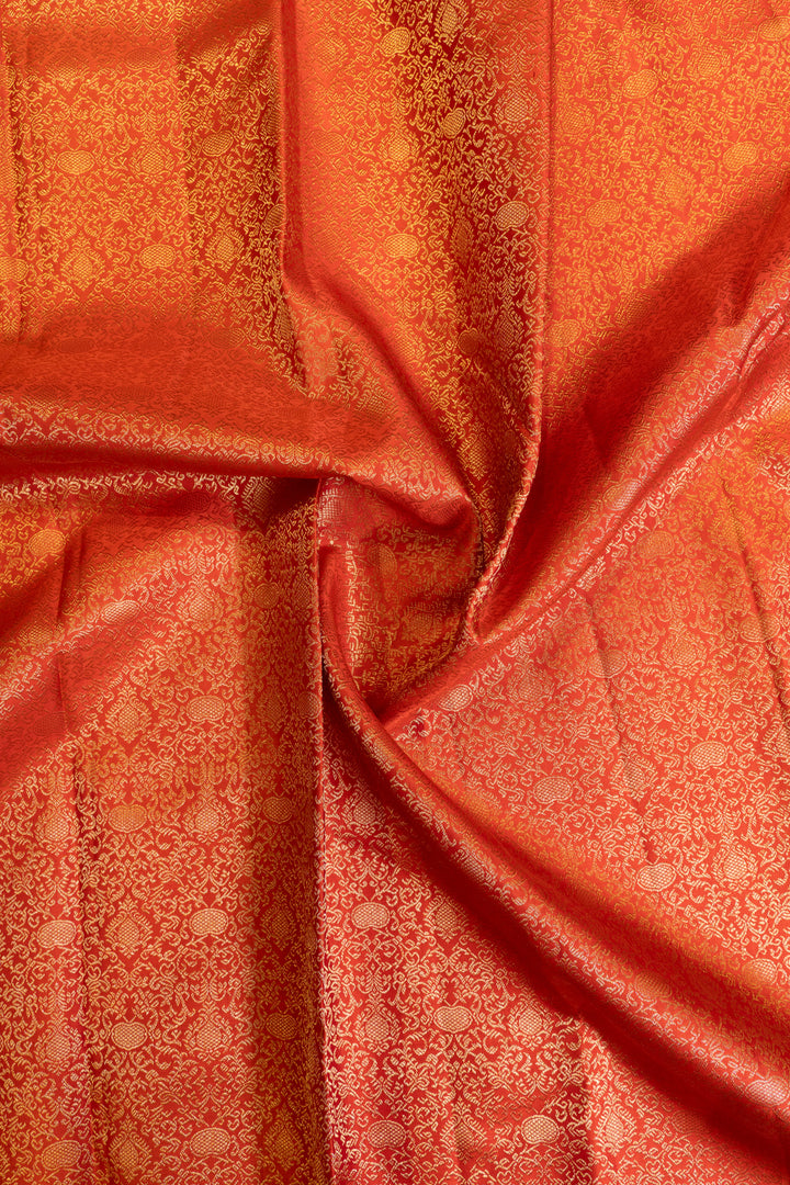 Sunset orange brocade pure Kanchipuram silk saree