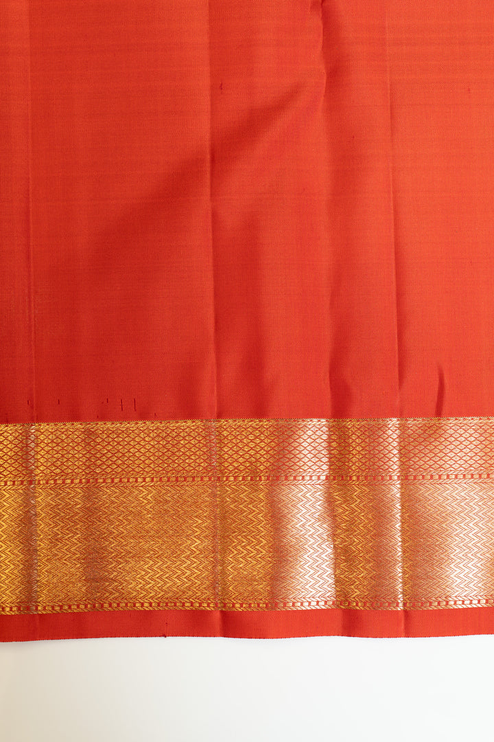 Sunset orange brocade pure Kanchipuram silk saree