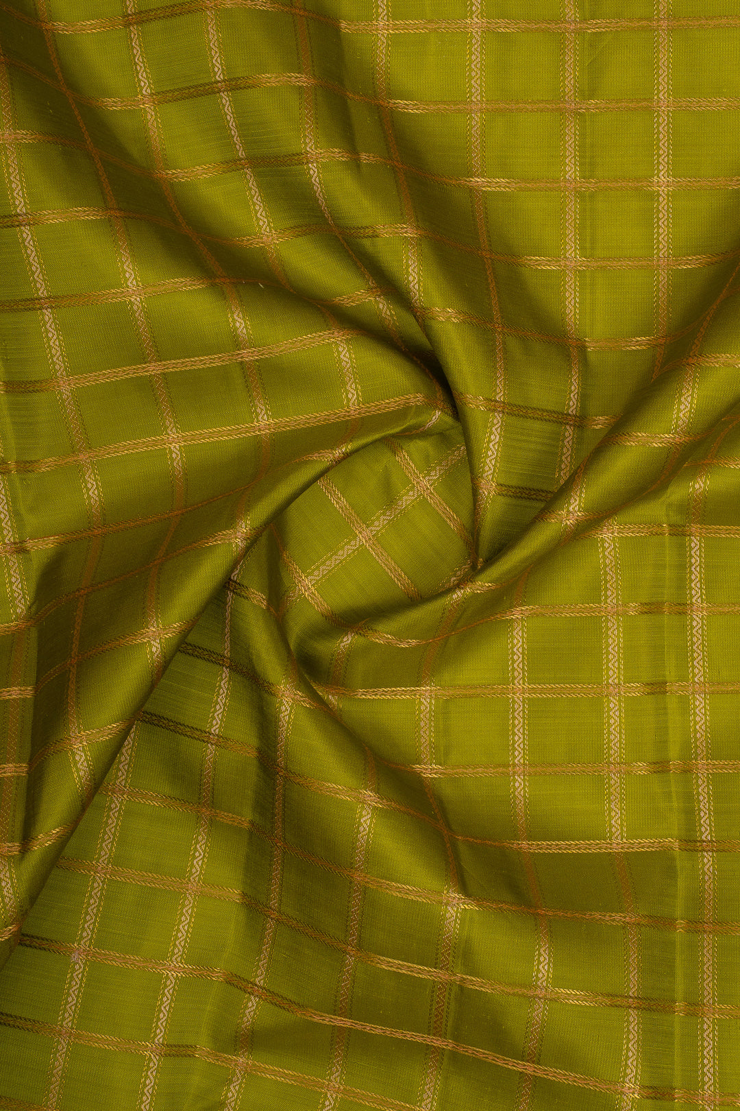 Bottle Green Zari Checks Pure Kanchipuram Silk Saree