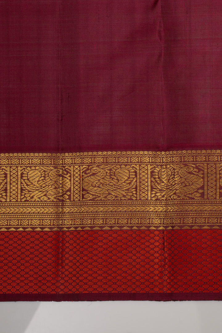 Bottle Green Zari Checks Pure Kanchipuram Silk Saree