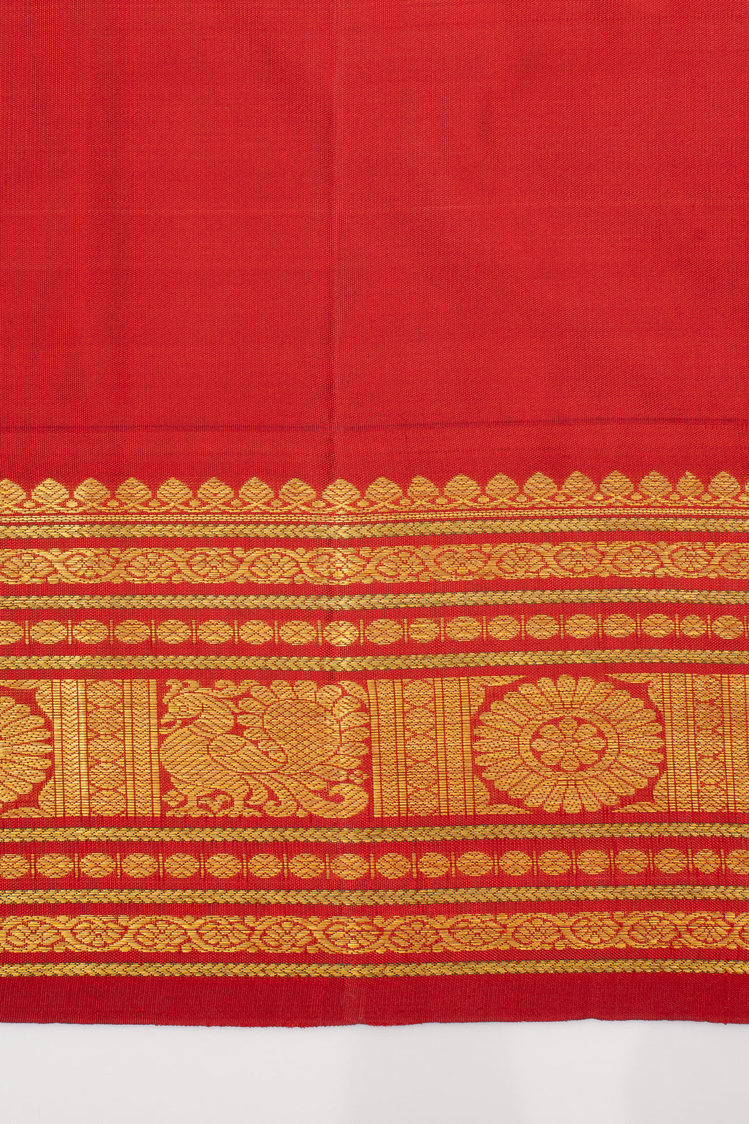 Pearl White and Rust Orange Pure Kanchipuram Silk Saree