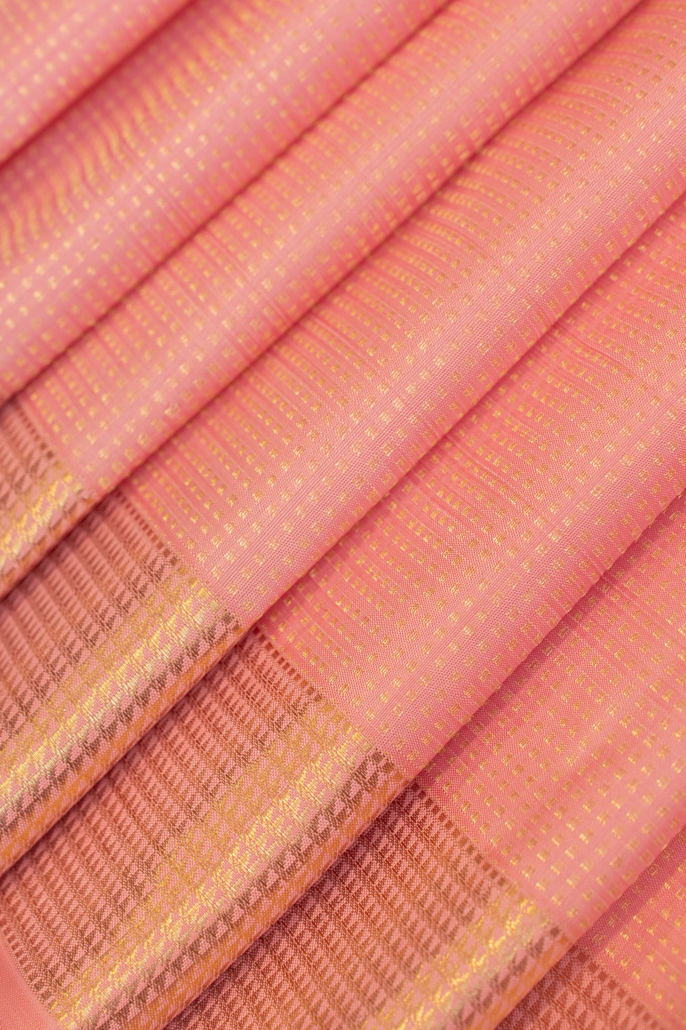 Blush pink Muthu zari brocade pure Kanchipuram silk saree