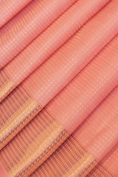 Blush pink Muthu zari brocade pure Kanchipuram silk saree